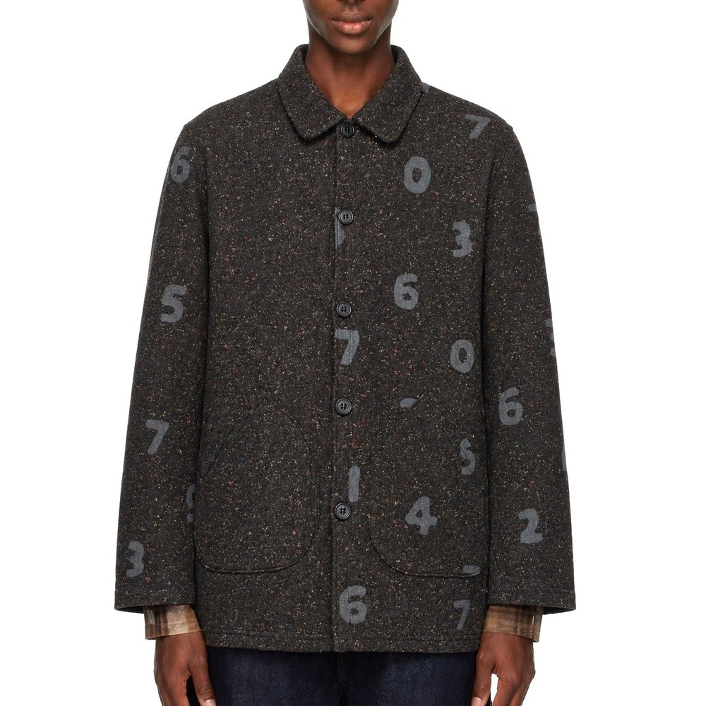 SOU SOU Le Coq Sportif Felt Chore Coat Men Small Brown  Printed Made in Japan